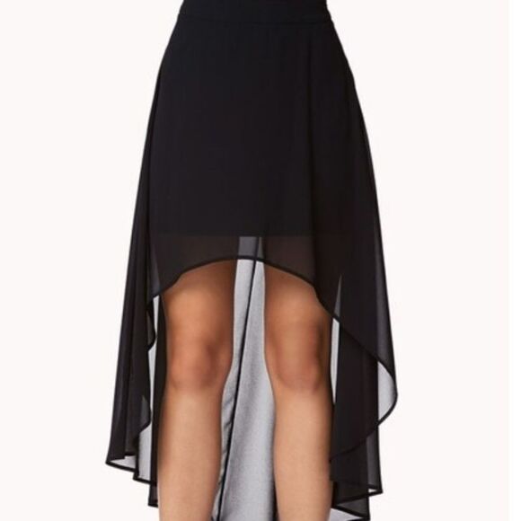 NO BOUNDARIES DOUBLE LAYER IRREGULAR HIGH LOW ELASTIC WAISTBAND CHIFFON SKIRT - Picture 2 of 16